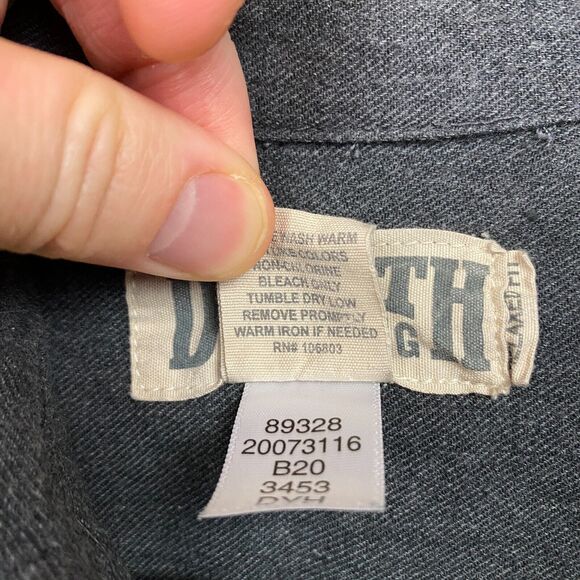 Duluth Trading Co Shirt Mens L Gray Long Sleeve Button Solid Flannel Relaxed - Picture 3 of 7